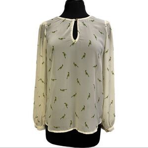 𝅺forever21 Sheer Parrot Print Blouse Sz S